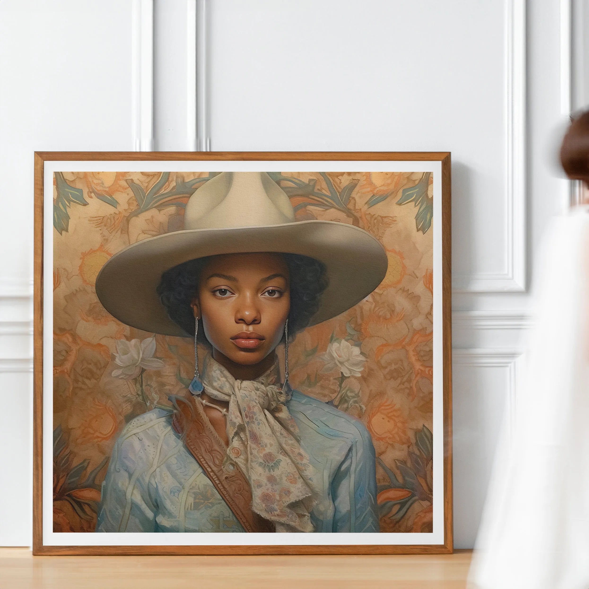 Imani - Lesbian Black Cowgirl Art Print - Wlw Sapphic Femme - 40’x40’ - Posters Prints & Visual Artwork - Aesthetic Art