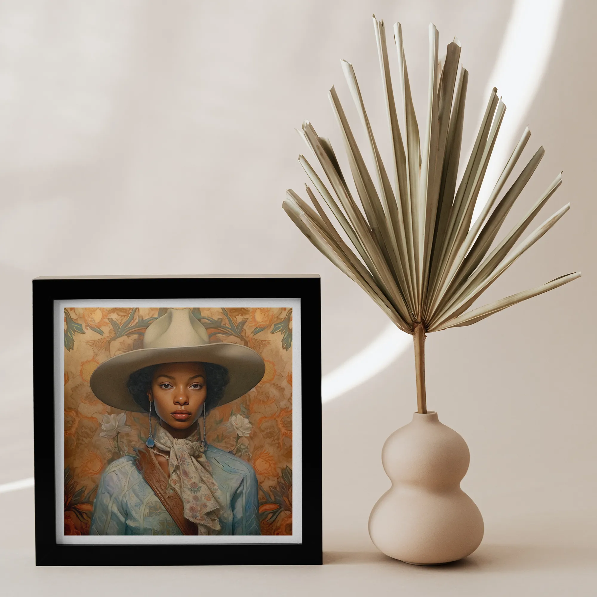 Imani - Lesbian Black Cowgirl Art Print - Wlw Sapphic Femme - 12’x12’ - Posters Prints & Visual Artwork - Aesthetic Art