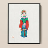 Imperial Princess - Qing Dynasty Fashion Art Print / Canvas Framed Artwork Traditional Chinese Opera Performer Vibrant Red Qing Dynasty