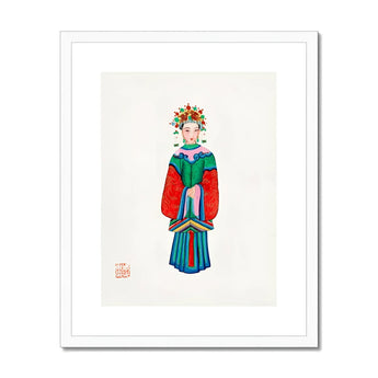 Imperial Princess - Qing Dynasty Fashion Art Print, Colorful Illustration Figure Traditional Chinese Hanfu Robes Floral