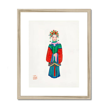 Imperial Princess - Qing Dynasty Fashion Art Print, Framed Watercolor Illustration Figure Traditional Chinese Hanfu Robes