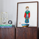Imperial Princess Qing Dynasty Fashion Art Print, Framed Watercolor Illustration Figure Traditional Chinese Dress Floral