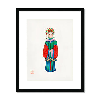 Imperial Princess - Qing Dynasty Fashion Art Print, Traditional Chinese Opera Character Colorful Robes Ornate Floral