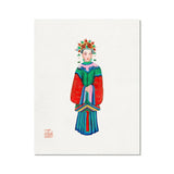 Imperial Princess - Qing Dynasty Fashion Art Print, Traditional Chinese Watercolor Painting Figure Colorful Robes Floral
