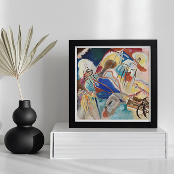 Improvisation No. 30 (cannons) - Wassily Kandinsky Art Print, Abstract Colorful Artwork Black Frame Dynamic Shapes Patterns