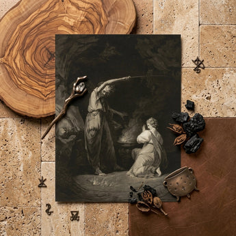 An Incantation - John Dixon Art Print / Canvas Black-and-white Print Dramatic Classical Scene Two Figures Eerie John Dixon Art, Chalked