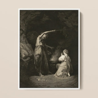 An Incantation - John Dixon Art Print / Canvas Black-and-white Framed Artwork Dramatic Scene Two Figures Classical John Dixon Art, Chalked
