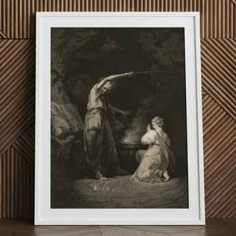 An Incantation - John Dixon Art Print / Canvas Black White Framed Print Classical Scene Figures Robes John Dixon Art, Chalked Circumference