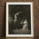 An Incantation - John Dixon Art Print / Canvas Black White Framed Print Witch Spell John Dixon Art, Chalked Circumference Flickering,