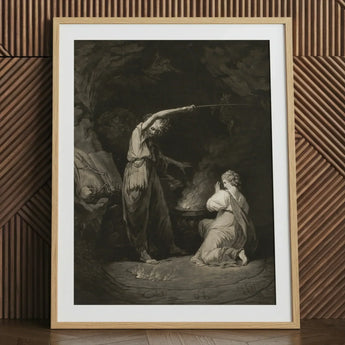 An Incantation - John Dixon Art Print / Canvas Black White Framed Print Witch Spell John Dixon Art, Chalked Circumference Flickering,