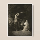 An Incantation - John Dixon Framed Canvas, Black White Print Woman Angelic Figure