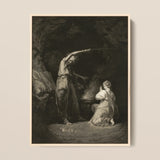 An Incantation - John Dixon Framed Canvas, Black White Woman Hair Elegant Gown