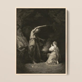 An Incantation - John Dixon Framed Canvas, Black White Woman Hair Elegant Gown