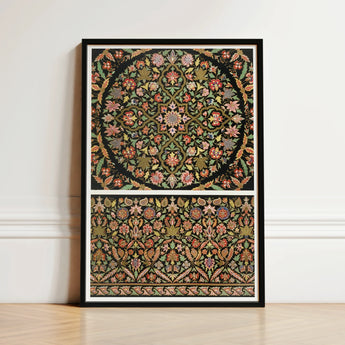 Framed Ornate Floral Tapestry Print Intricate Symmetrical Patterns Matthew Digby Wyatt, 19th-century Indian Embroidery, Art