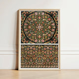 Framed Artwork Intricate Symmetrical Floral Mandala Design Rich Matthew Digby Wyatt, 19th-century Indian Embroidery, Art
