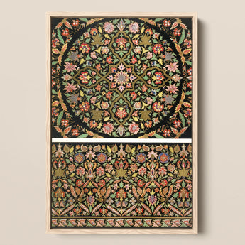 Indian Embroidery - Matthew Digby Wyatt Art Print / Canvas Framed Ornate Floral Tapestry Intricate Patterns Pink Green Matthew Digby Wyatt,