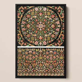Indian Embroidery - Matthew Digby Wyatt Art Print / Canvas Framed Ornate Floral Tapestry Intricate Patterns Shades Pink Matthew Digby