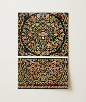 Rectangular Framed Art Print Intricate Symmetrical Floral Mandala Matthew Digby Wyatt, 19th-century Indian Embroidery