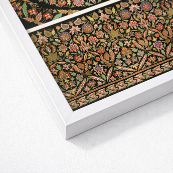 Framed Piece Ornate Embroidered Textile Art Intricate Floral Matthew Digby Wyatt, 19th-century Indian Embroidery