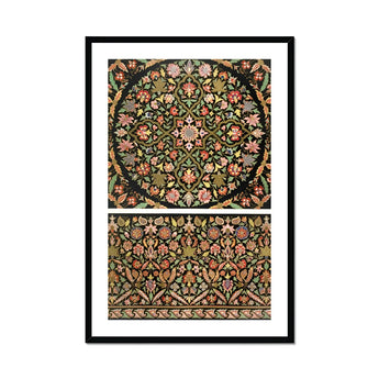 Indian Embroidery - Matthew Digby Wyatt Art Print, Framed Artwork Ornate Floral Geometric Patterns Green Pink
