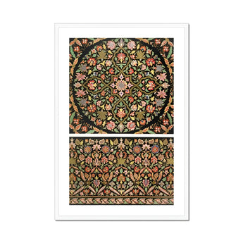 Indian Embroidery - Matthew Digby Wyatt Art Print, Ornate Floral Pattern Artwork Symmetrical Designs Green Pink