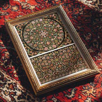 Indian Embroidery - Matthew Digby Wyatt Art Print, Ornate Gold-framed Mirror Intricate Floral Patterns Two Panels