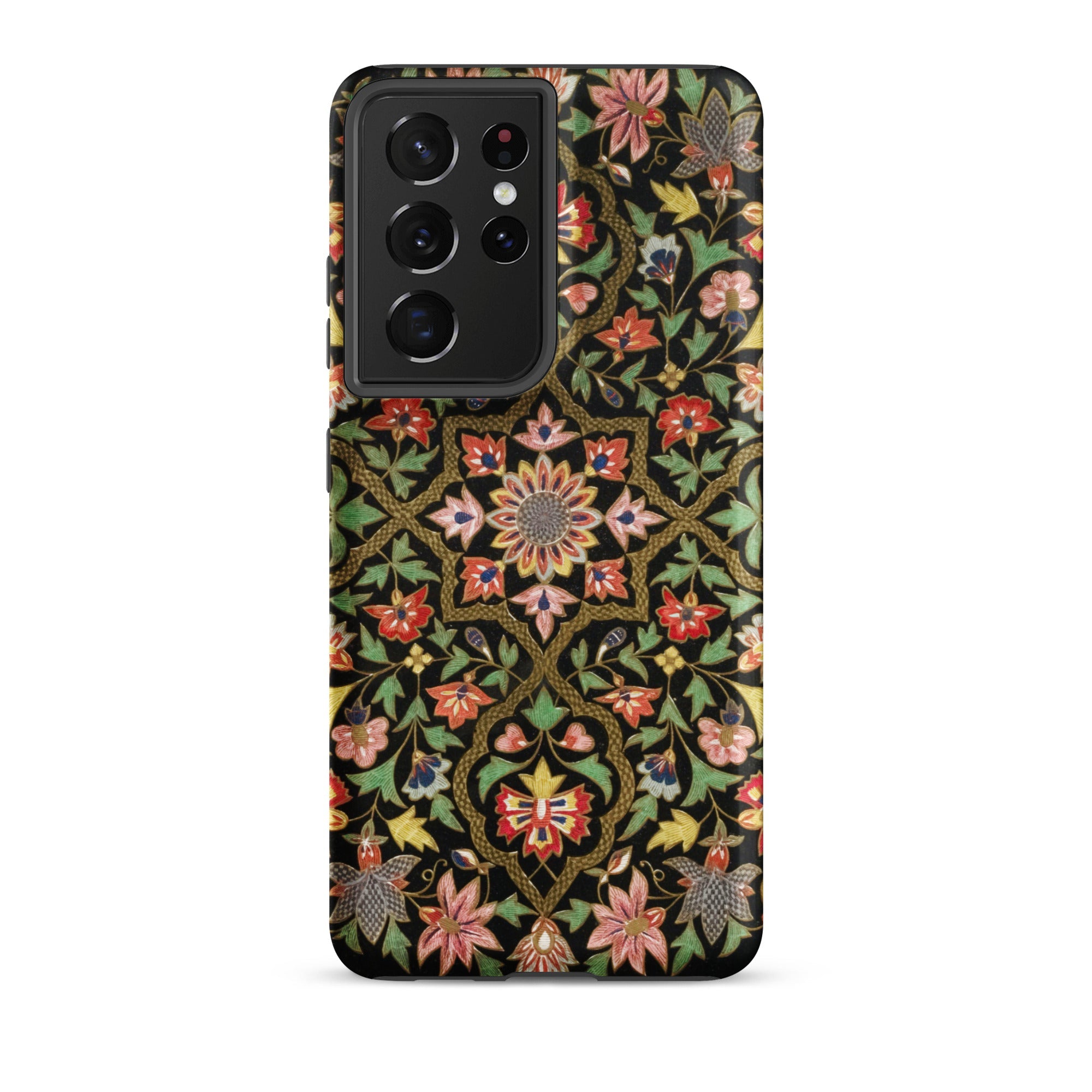Indian Embroidery Matthew Digby Wyatt Samsung Case, Galaxy S21 Ultra / Matte, Black Smartphone Case Colorful Floral Leaf Pattern
