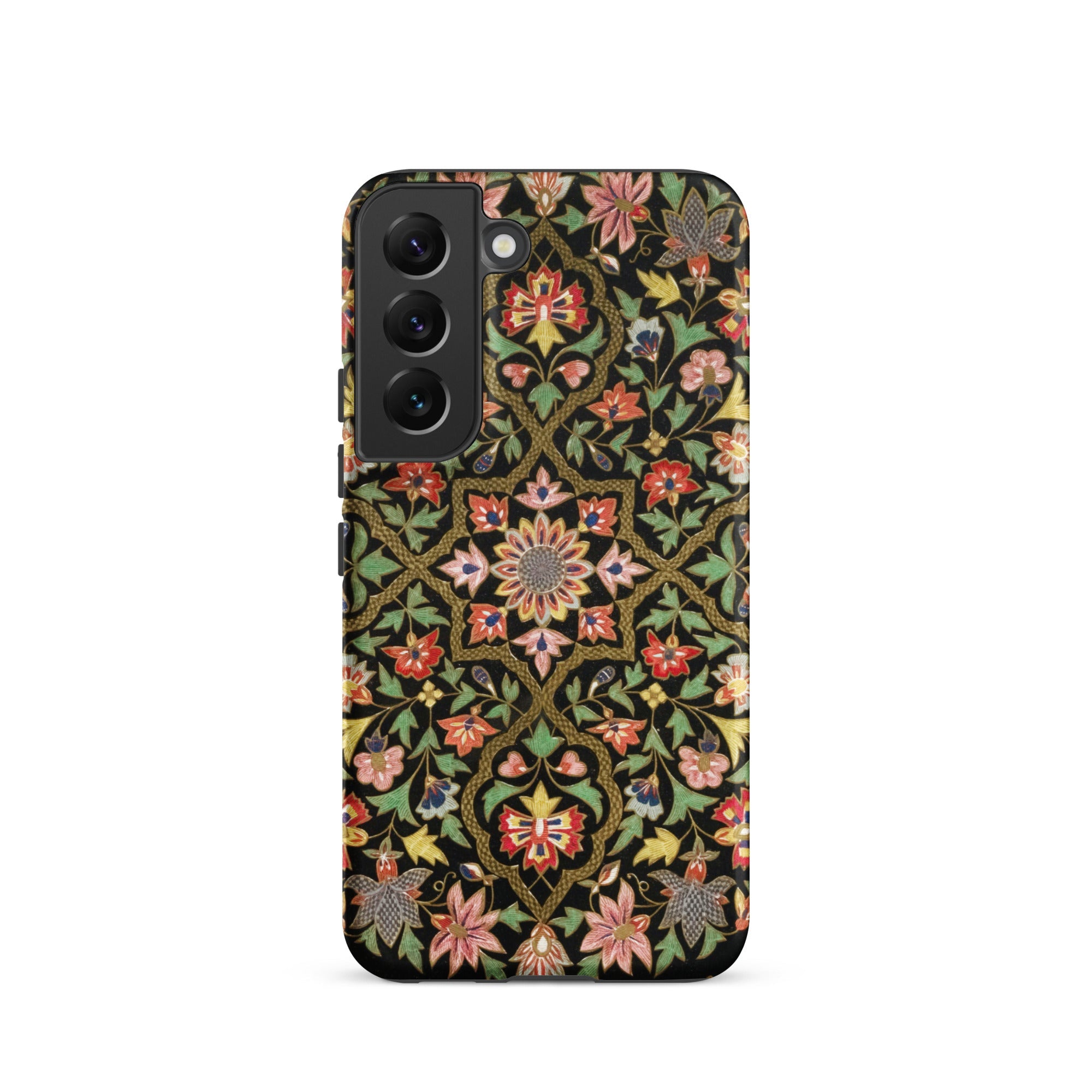 Indian Embroidery Matthew Digby Wyatt Samsung Case, Galaxy S22 / Matte, Smartphone Case Intricate Floral Leaf Pattern Dark Background