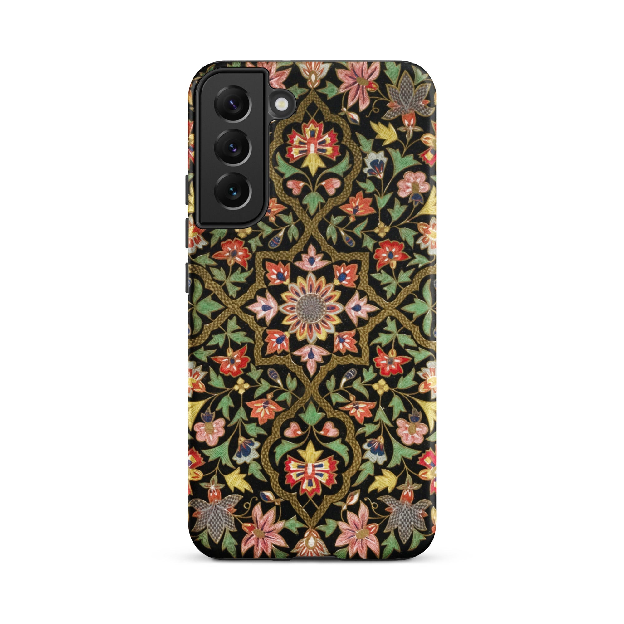 Indian Embroidery Matthew Digby Wyatt Samsung Case, Galaxy S22 Plus / Matte, Black Smartphone Case Colorful Floral Leaf Pattern