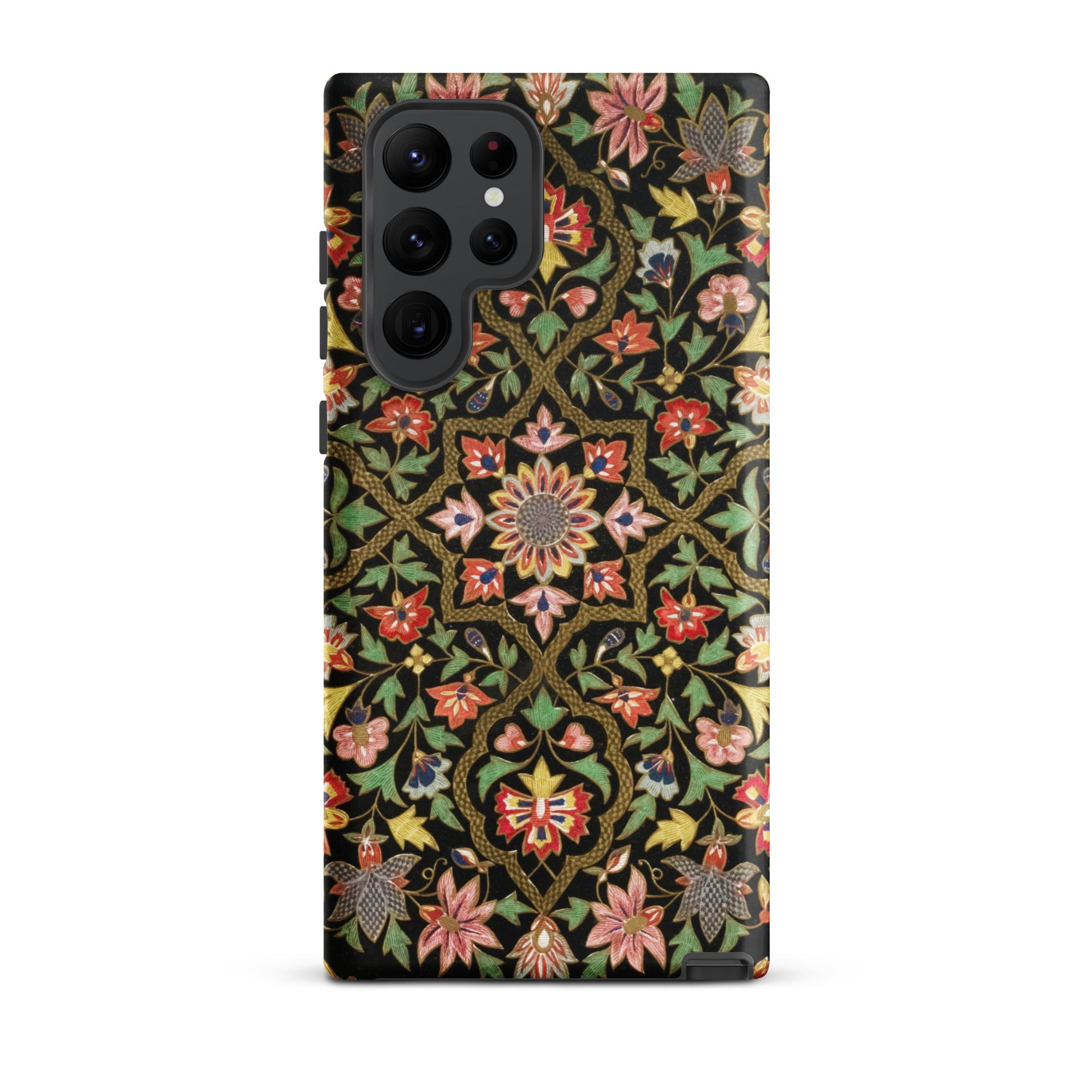 Indian Embroidery Matthew Digby Wyatt Samsung Case, Galaxy S22 Ultra / Matte, Black Smartphone Case Vibrant Floral Foliage Pattern