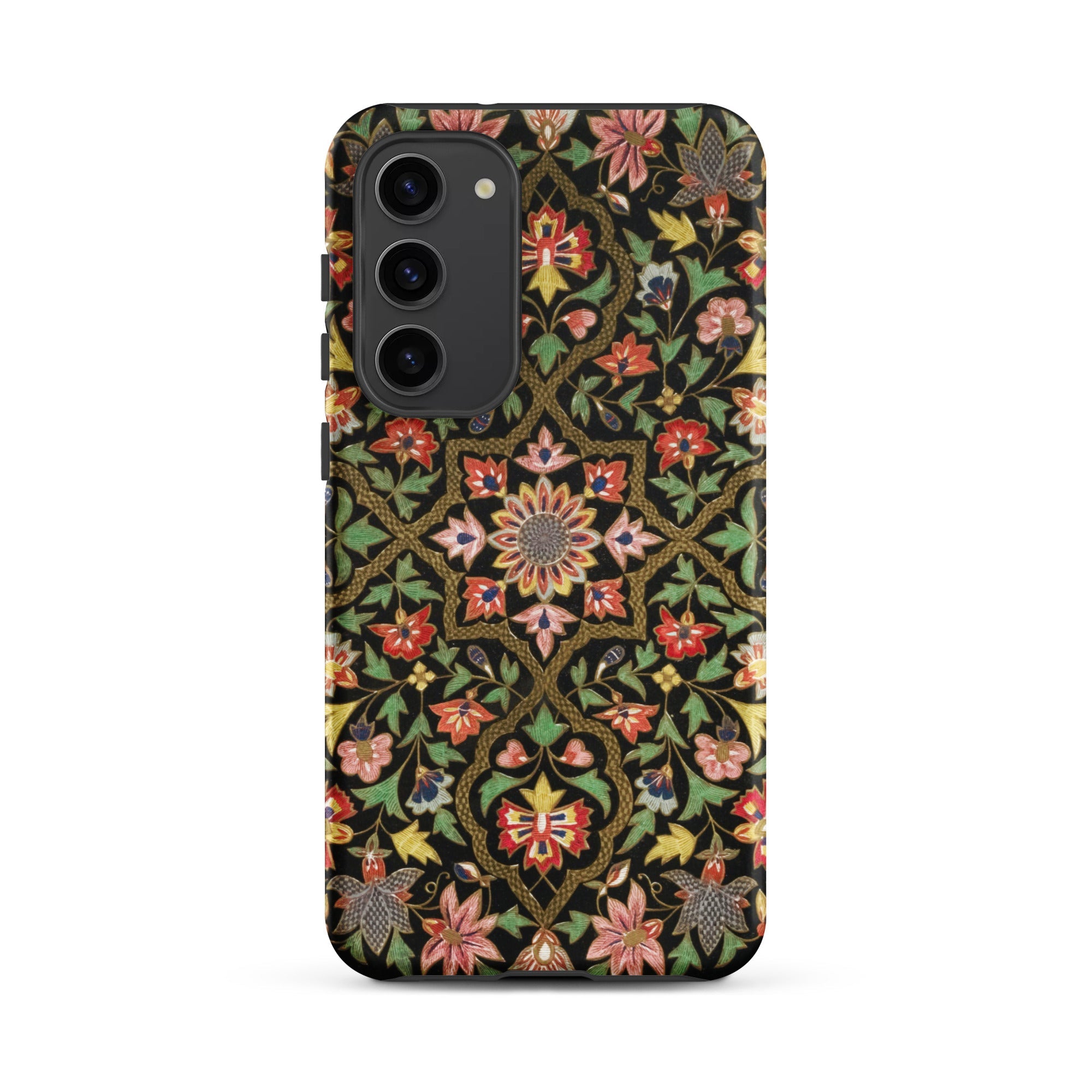 Indian Embroidery Matthew Digby Wyatt Samsung Case, Galaxy S23 Plus / Matte, Black Phone Case Colorful Floral Leaf Pattern