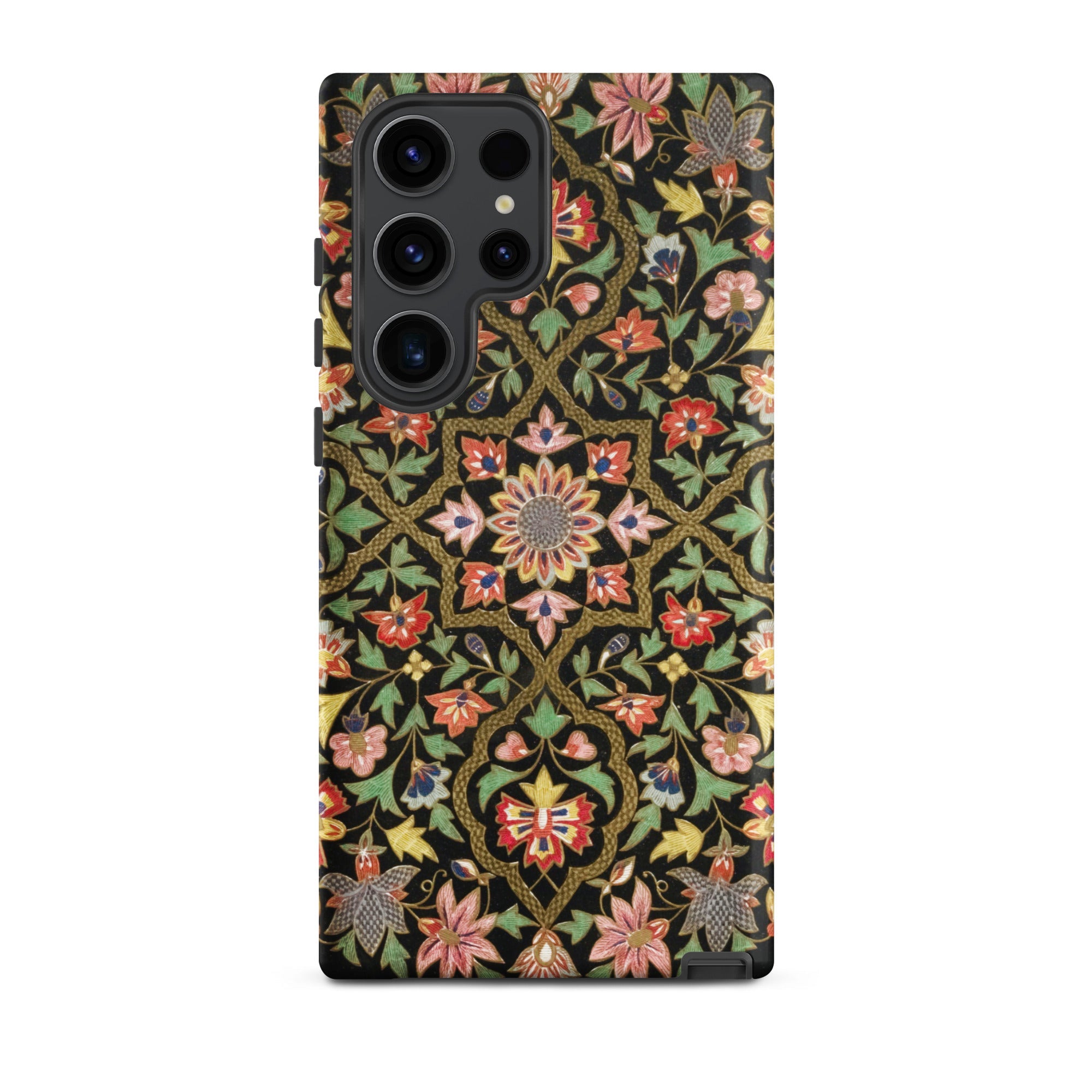 Indian Embroidery Matthew Digby Wyatt Samsung Case, Galaxy S23 Ultra / Matte, Black Smartphone Case Colorful Floral Vine Pattern