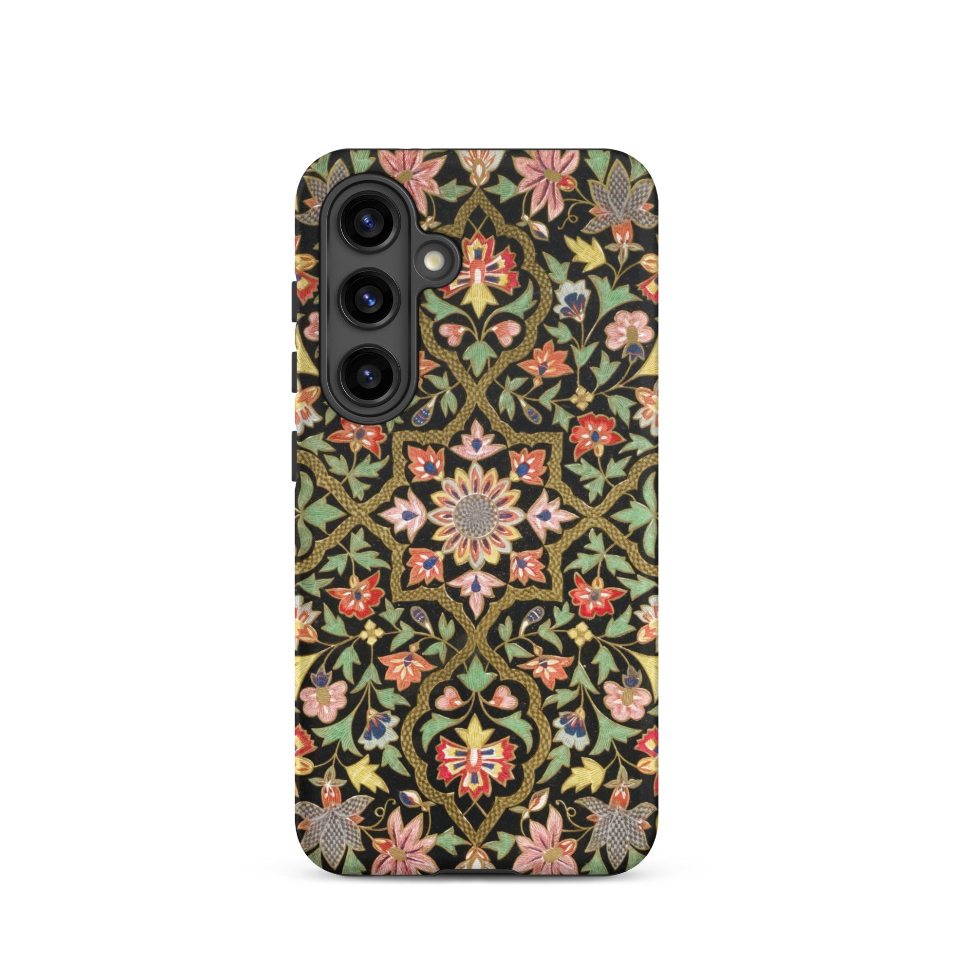Indian Embroidery Matthew Digby Wyatt Samsung Case, Galaxy S24 / Matte, Smartphone Case Intricate Floral Leaf Pattern Dark Background