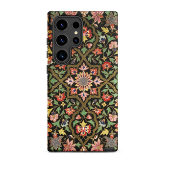 Indian Embroidery - Matthew Digby Wyatt Samsung Case, Galaxy S24 Ultra / Matte, Smartphone Black Case Colorful Floral Vine Pattern