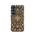 Indian Embroidery Matthew Digby Wyatt Samsung Case, Galaxy S25 / Matte, Smartphone Case Black Background Colorful Floral Vine Pattern