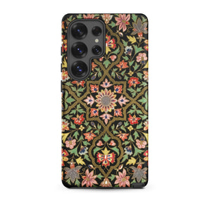 Indian Embroidery - Matthew Digby Wyatt Samsung Case, Galaxy S25 Ultra / Matte, Black Smartphone Case Colorful Floral Vine Pattern