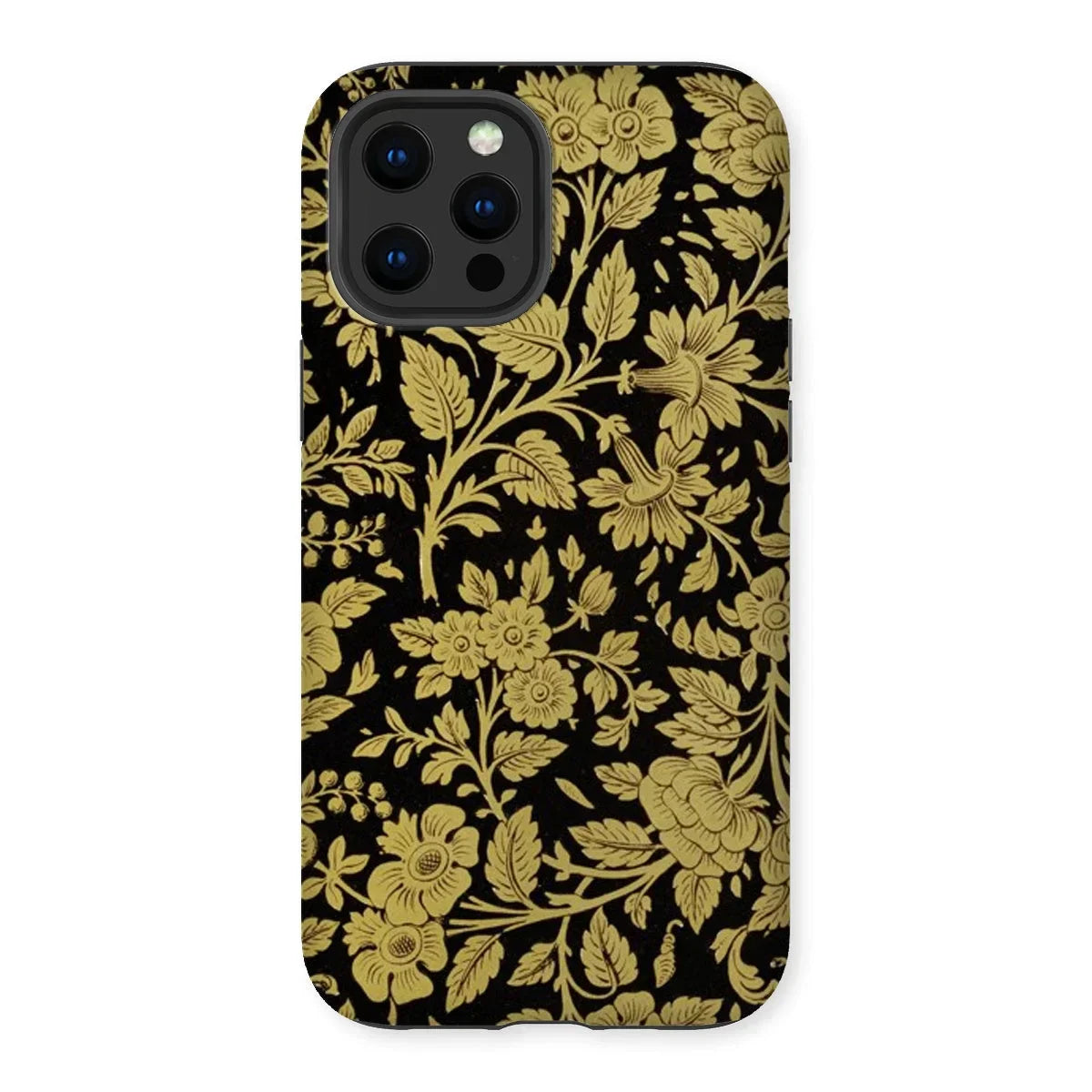 Indian Lacquerwork - Matthew Digby Wyatt Iphone Case, 12 Pro Max / Matte, Decorative Iphone Case Gold Floral Pattern Black Background