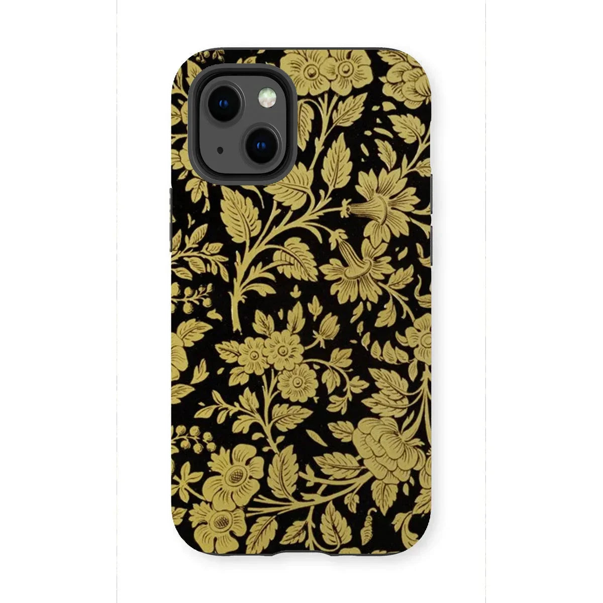 Indian Lacquerwork - Matthew Digby Wyatt Iphone Case, 13 Mini / Matte, Decorative Iphone Case Gold Floral Pattern Black Background