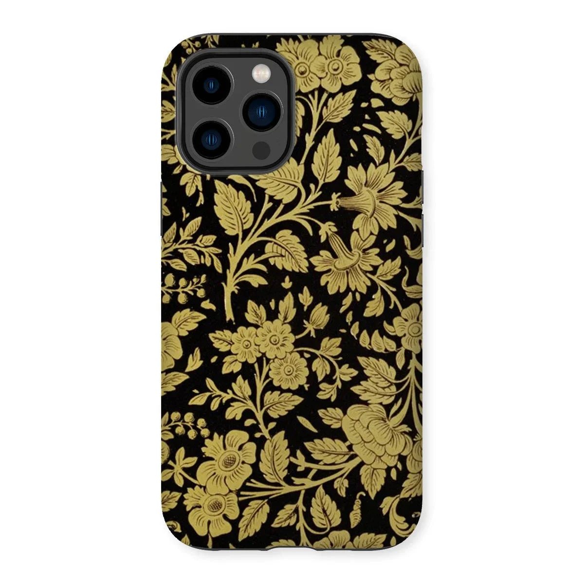 Indian Lacquerwork - Matthew Digby Wyatt Iphone Case, 14 Pro Max / Matte, Floral-patterned Iphone Case Gold Designs Black Background