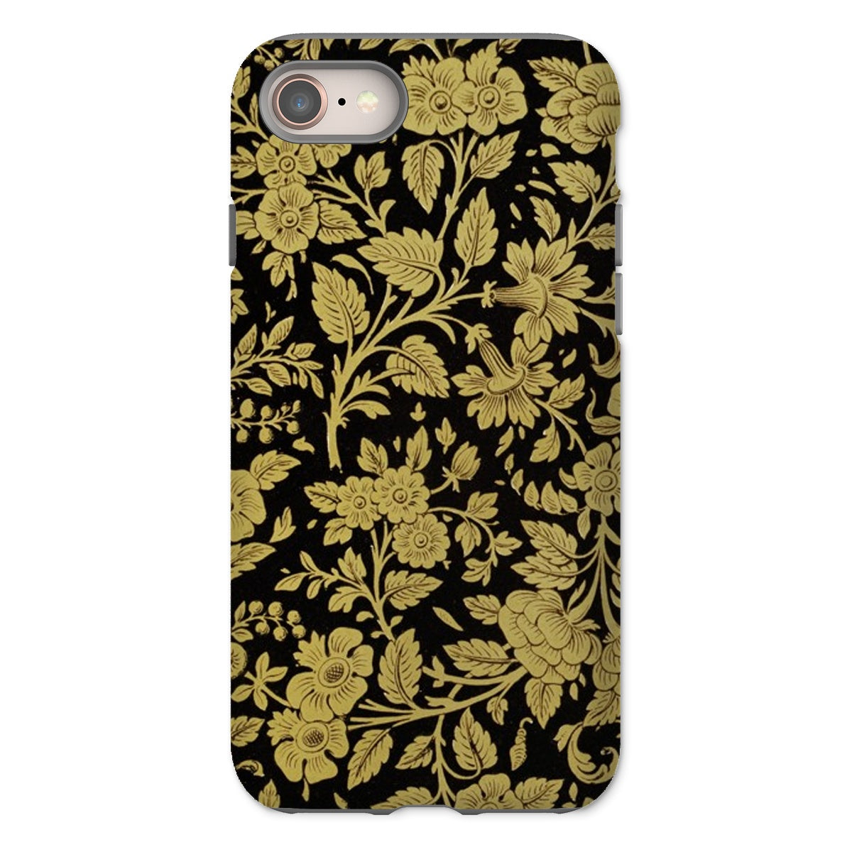 Indian Lacquerwork Matthew Digby Wyatt Iphone Case, 8 / Matte, Floral Patterned Phone Case Gold Designs Black Background