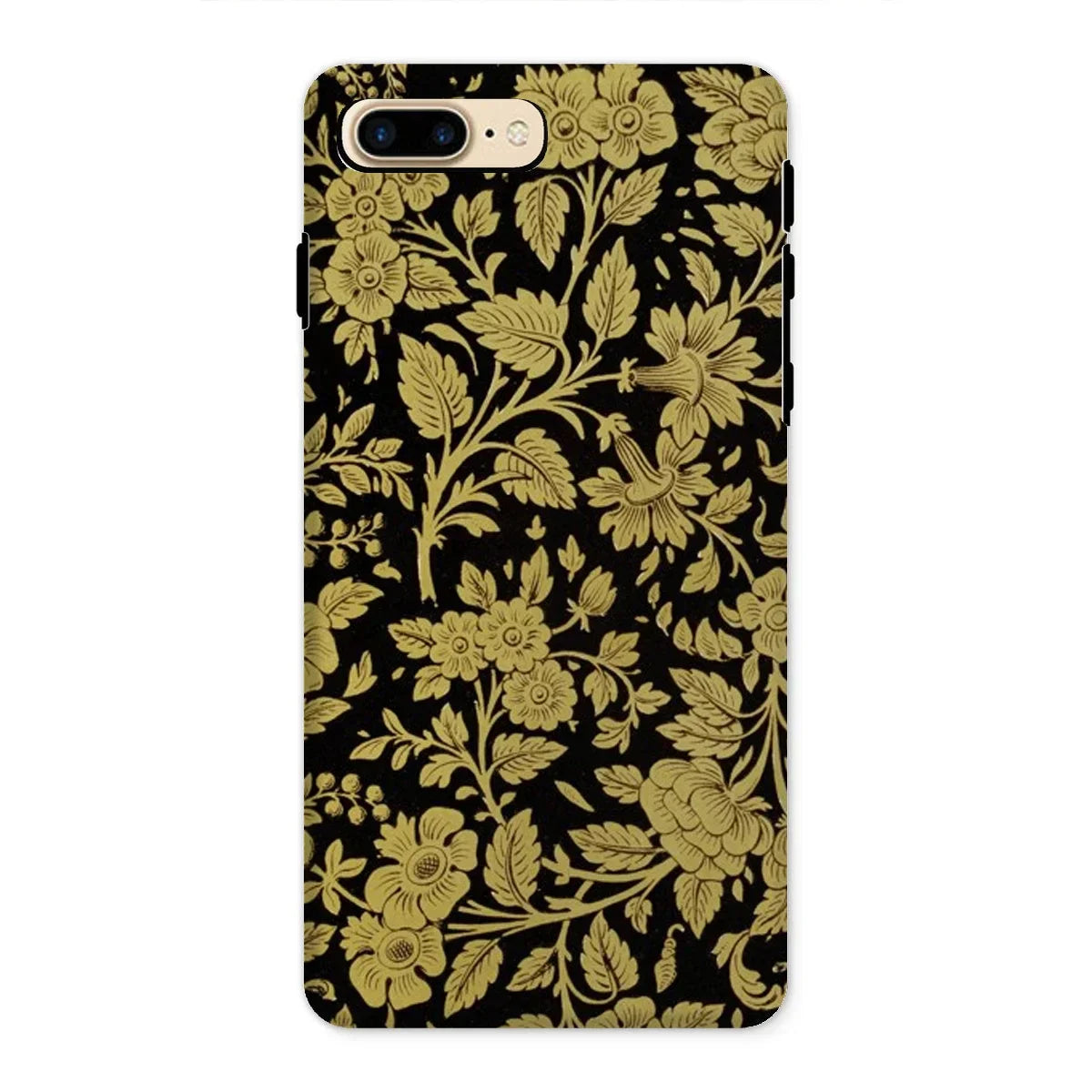 Indian Lacquerwork - Matthew Digby Wyatt Iphone Case, 8 Plus / Matte, Floral-patterned Phone Case Gold Designs Black Background