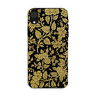 Indian Lacquerwork Matthew Digby Wyatt Iphone Case, Xr / Matte, Smartphone Case Ornate Gold Floral Pattern Black Background