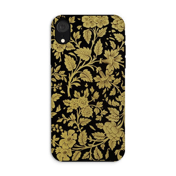 Indian Lacquerwork - Matthew Digby Wyatt Iphone Case, Xr / Matte, Smartphone Case Ornate Gold Floral Pattern Black Background