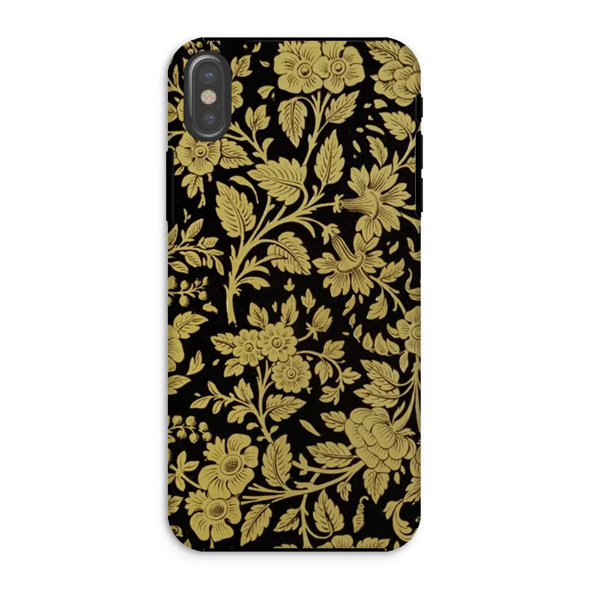 Indian Lacquerwork - Matthew Digby Wyatt Iphone Case, Xs / Matte, Smartphone Case Ornate Gold Floral Pattern Black Background
