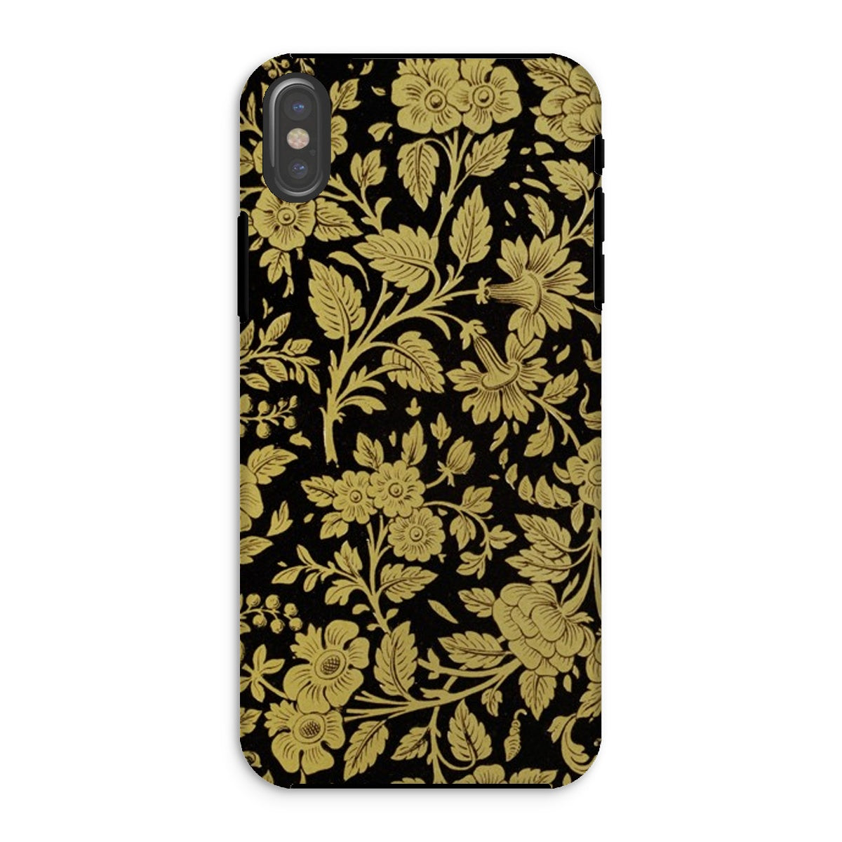 Indian Lacquerwork Matthew Digby Wyatt Iphone Case, Xs / Matte, Smartphone Case Ornate Gold Floral Pattern Black Background