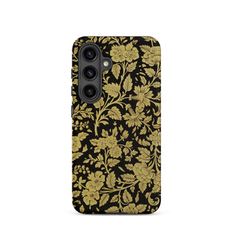 Indian Lacquerwork - Matthew Digby Wyatt Phone Case Samsung Galaxy S24 / Matte Black Phone Case Adorned Intricate Gold Floral Pattern