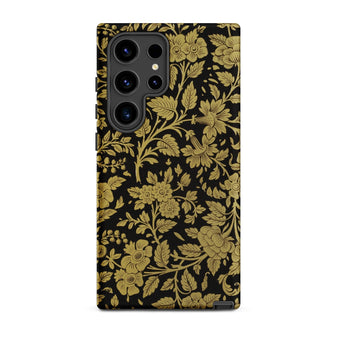 Indian Lacquerwork - Matthew Digby Wyatt Phone Case Samsung Galaxy S24 Ultra / Matte Black Phone Case Adorned Intricate Gold Floral Pattern