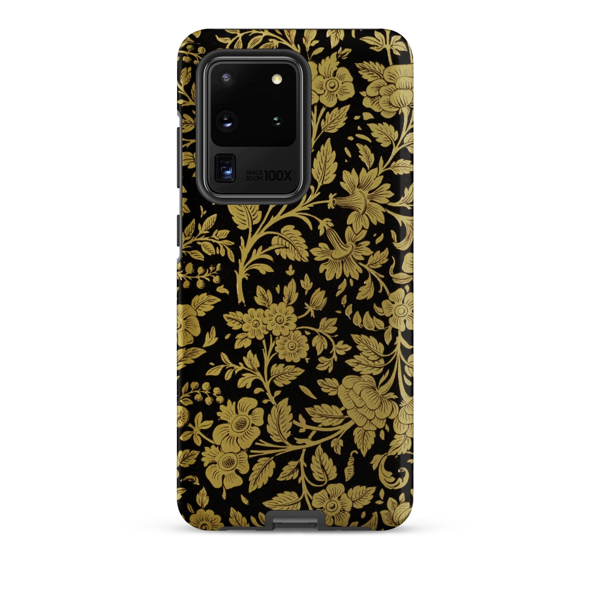 Indian Lacquerwork Matthew Digby Wyatt Samsung Case, Galaxy S20 Ultra / Matte, Black Smartphone Case Gold Floral Bird Pattern