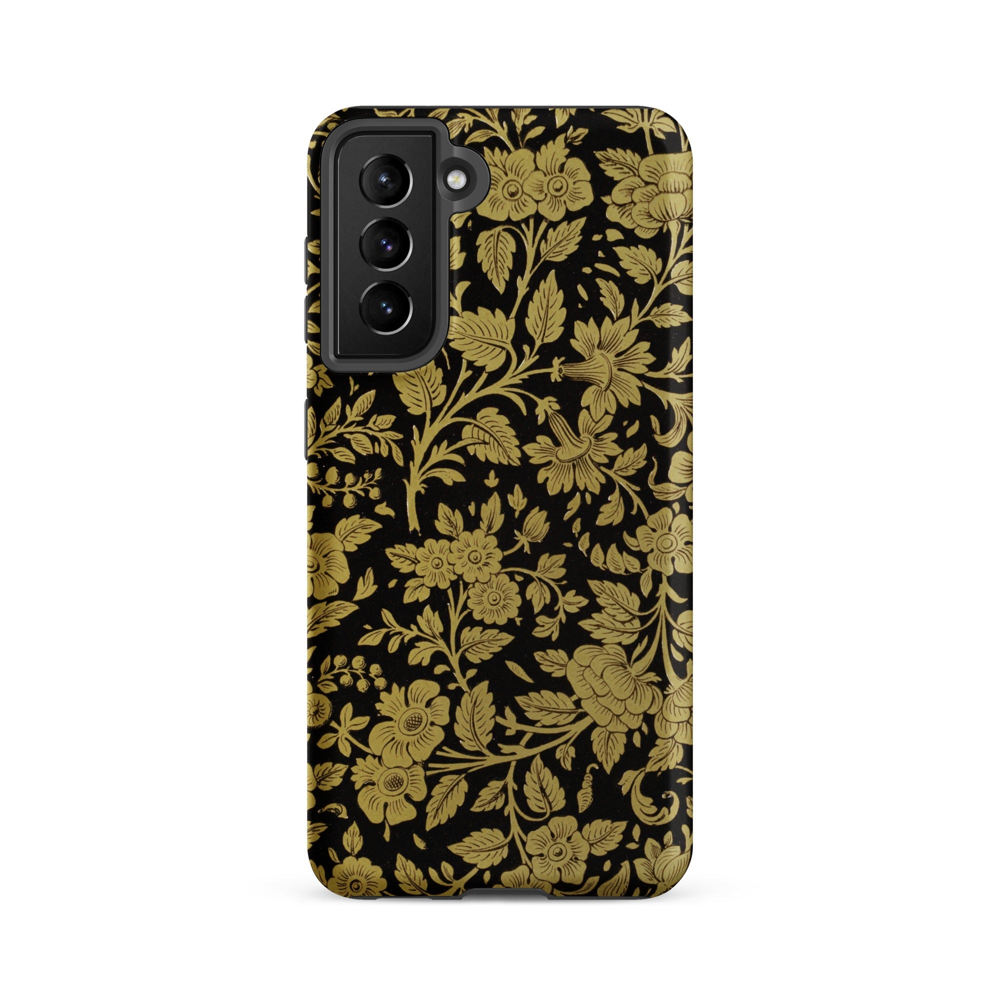 Indian Lacquerwork Matthew Digby Wyatt Samsung Case, Galaxy S21 Fe / Matte, Black Phone Case Gold Floral Bird Pattern