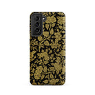 Indian Lacquerwork Matthew Digby Wyatt Samsung Case, Galaxy S21 / Matte, Smartphone Case Black Background Intricate Gold Floral Foliage